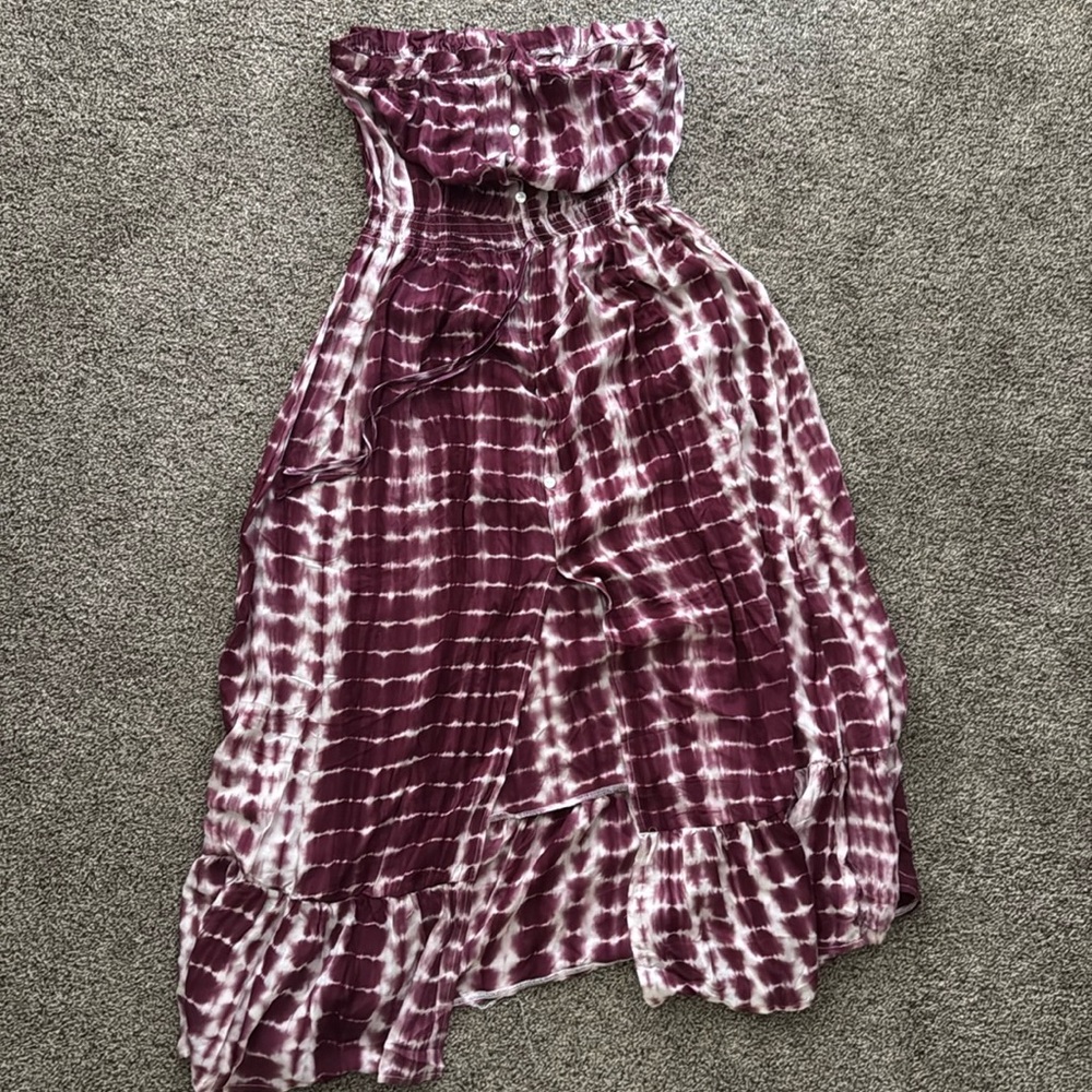 Cupshe pink tie dye front button maxi tube dress